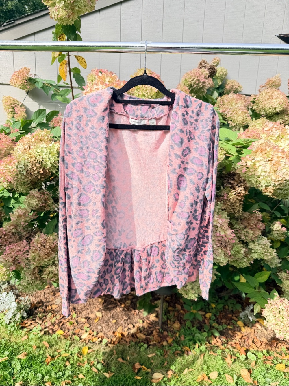 Boston Proper Pink Leopard-Print Open Front Teddy Jacket